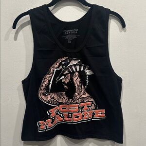 Post Malone F-1 Trillion Black Cropped Tank Top Sz XL Cowboy pop art